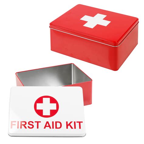 empty metal first aid case box|empty first aid storage containers.